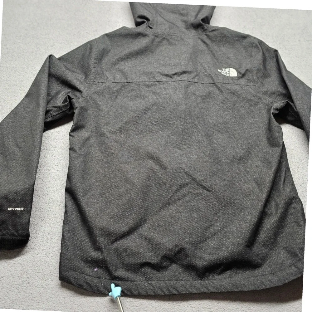 The North Face Dryvent Rain Jacket Mens Medium Black Hooded Waterproof Full Zip